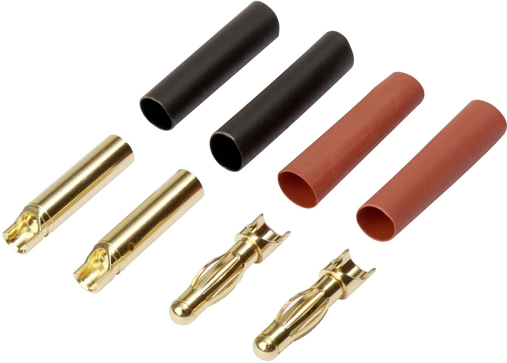 Штирьовий роз'єм для батареї, жіночий роз'єм для батареї 4 мм Reely RE-6534192 позолочений 40 пар