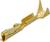 'Wtyk płaski z mosiądzu, nieizolowany, w kolorze złotym, odpowiedni do połączeń elektrycznych w urządzeniach elektronicznych.'
