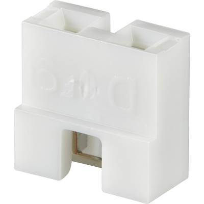 Elektroniczny adapter elementów z białego tworzywa sztucznego, prostokątny, z dwoma otworami u góry i połączeniem stykowo-kontaktowym na dole.