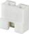 Elektroniczny adapter elementów z białego tworzywa sztucznego, prostokątny, z dwoma otworami u góry i połączeniem stykowo-kontaktowym na dole.