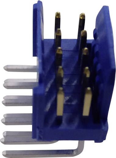 Niebieski złącze z wieloma metalowymi stykami ułożonymi w dwóch rzędach. Stosowany w urządzeniach elektronicznych do połączeń.