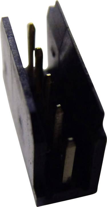 Zbliżenie złącza elektronicznego z wieloma stykami w czarnej obudowie z tworzywa sztucznego, widziane z boku.