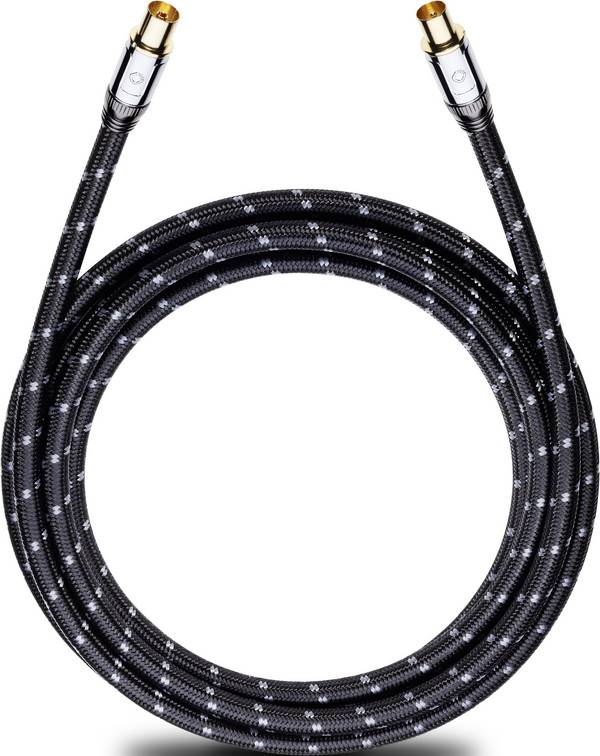 kabel anteny, SAT, Oehlbach 22523 XXL® Transmission Ultra, [1x złącze żeńskie antenowe 75 Ω - 1x złącze męskie antenowe 75 Ω], 125 dB, 5.10 m, styki pozłacane , w rękawie, czarny, szary