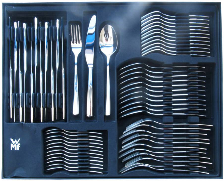 WMF Boston Zestaw sztućców 50 cm Zestaw 60 sztuk stal nierdzewna można myć w zmywarce srebrny 11.2000.9099-0