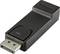 Czarny wtyk adaptera DisplayPort z prostokątną obudową z tworzywa sztucznego i metalowym złączem po jednej stronie.