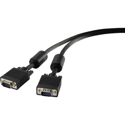 Dwa czarne kable VGA z niebieskimi złączami i śrubami, używane do podłączenia monitora do komputera.