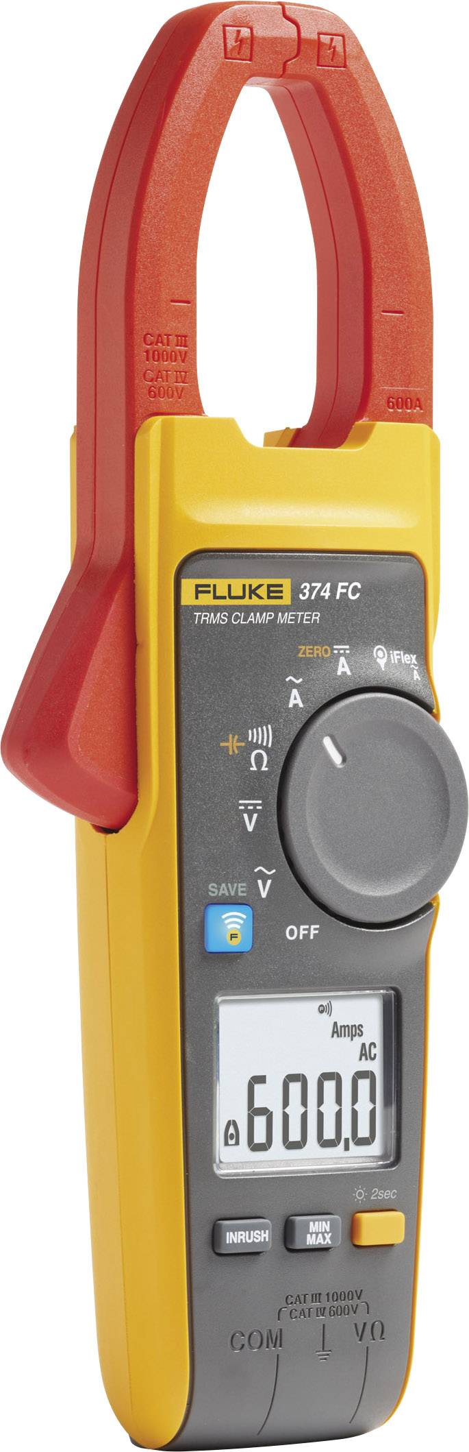 Мультиметр Fluke 374 FC, цифрові струмові кліщі CAT III 1000 В, CAT IV 600 В, кількість відображень: 6000