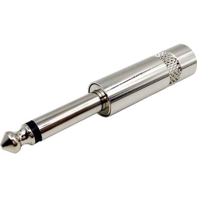 Pojedynczy, metalowy wtyk jack 6,3 mm, często stosowany do połączeń audio w zastosowaniach studyjnych i muzycznych.