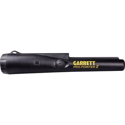 Czarny ręczny detektor metali z żółtym napisem 'Garrett Pro-Pointer II' z boku.