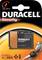 'Baterie alkaliczne Duracell, 6 V, do zastosowań bezpieczeństwa. Opakowanie przedstawia baterię i kluczyk samochodowy. Data ważności: 2013.'