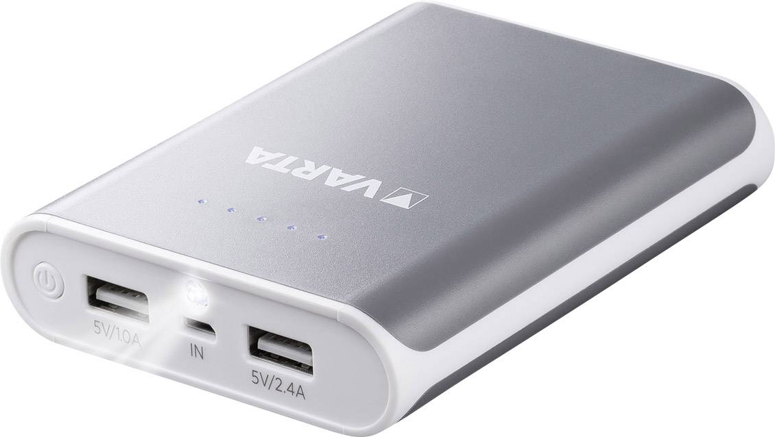 Varta Powerpack family 10400 Powerbank 10400 mAh Li-Ion Micro USB szary, biały Wskaźnik stanu