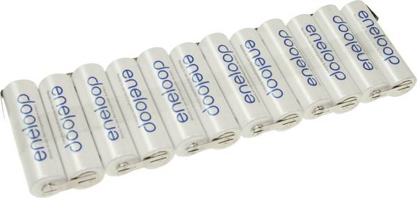 Pakiet akumulatorów AA, NiMH Panasonic eneloop Reihe F1x12, Ilość ogniw: 12, 14.4 V, 1900 mAh, U-końcówka do lutowania
