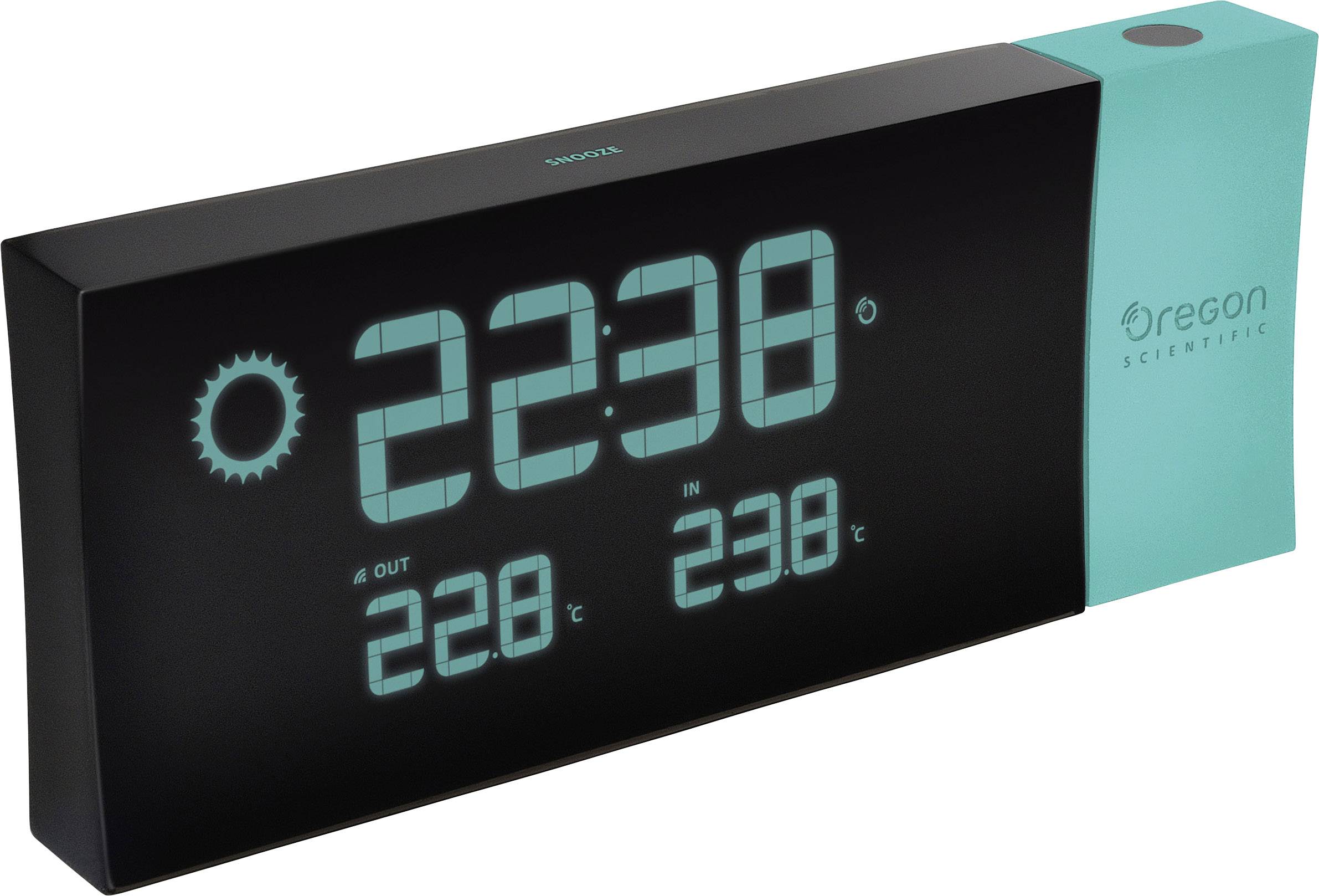 Elektroniczna stacja pogodowa z dużym wyświetlaczem: godzina 22:38, temperatura na zewnątrz 22,8°C, temperatura wewnątrz 23,8°C.