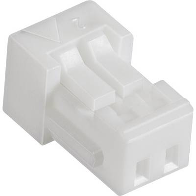 Mały, biały wtyk z tworzywa sztucznego z dwoma równoległymi gniazdami, prawdopodobnie do połączeń elektronicznych lub elektrycznych.