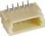 Beżowy wtyk z tworzywa sztucznego z pięcioma wystającymi stykami metalowymi. Element łączący do urządzeń elektronicznych.