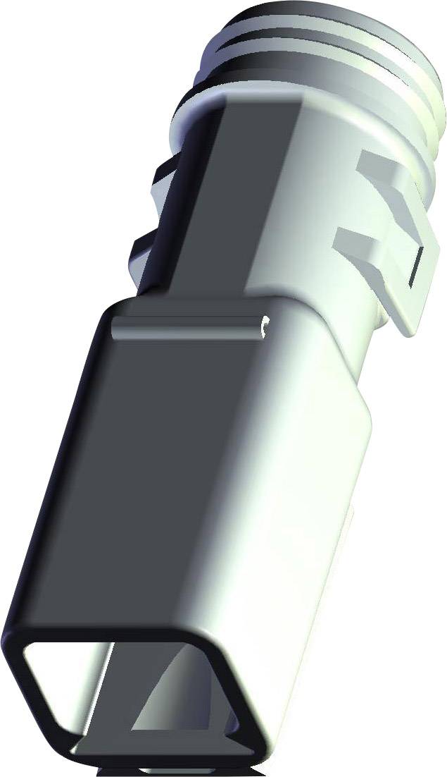 Rysunek złącza z prostokątną obudową i okrągłym złączem. Zaprojektowany do połączeń elektrycznych urządzeń.
