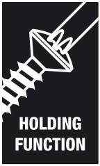 'Ilustracja wkrętaka trzymającego śrubę. Tekst: Funkcja trzymania.'