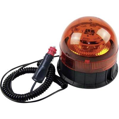 Pomarańczowa lampa ostrzegawcza ze spiralnym przewodem, odpowiednia do użytku w pojazdach.
