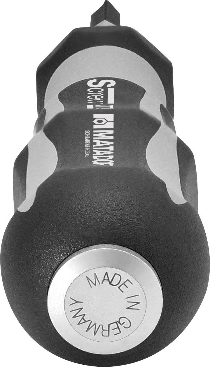 Wkrętak z czarnym uchwytem. Na głowicy widnieje napis 'MADE IN GERMANY', a na trzpieniu znajduje się logo marki 'Wera Kraftform'.