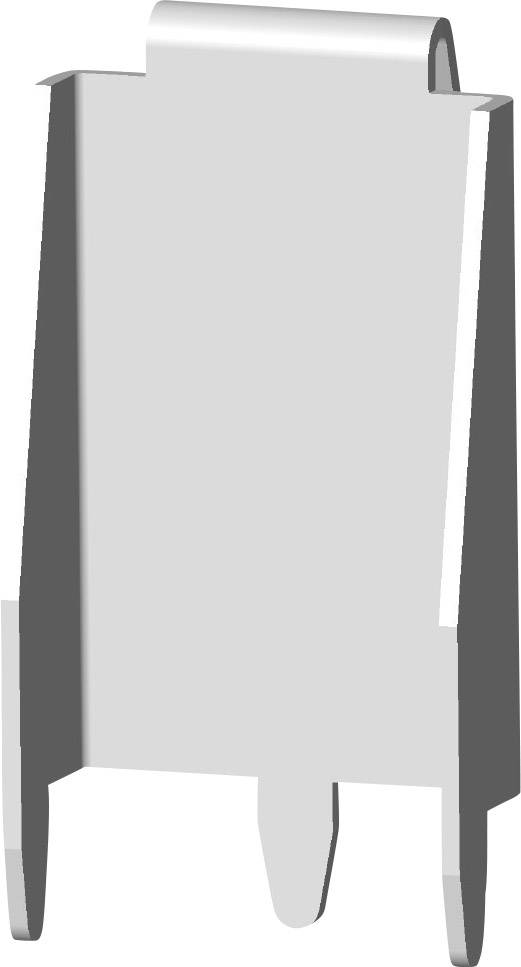 Trójwymiarowy model metalowej klamry stosowanej do mocowania elementów w zastosowaniach elektronicznych lub mechanicznych.