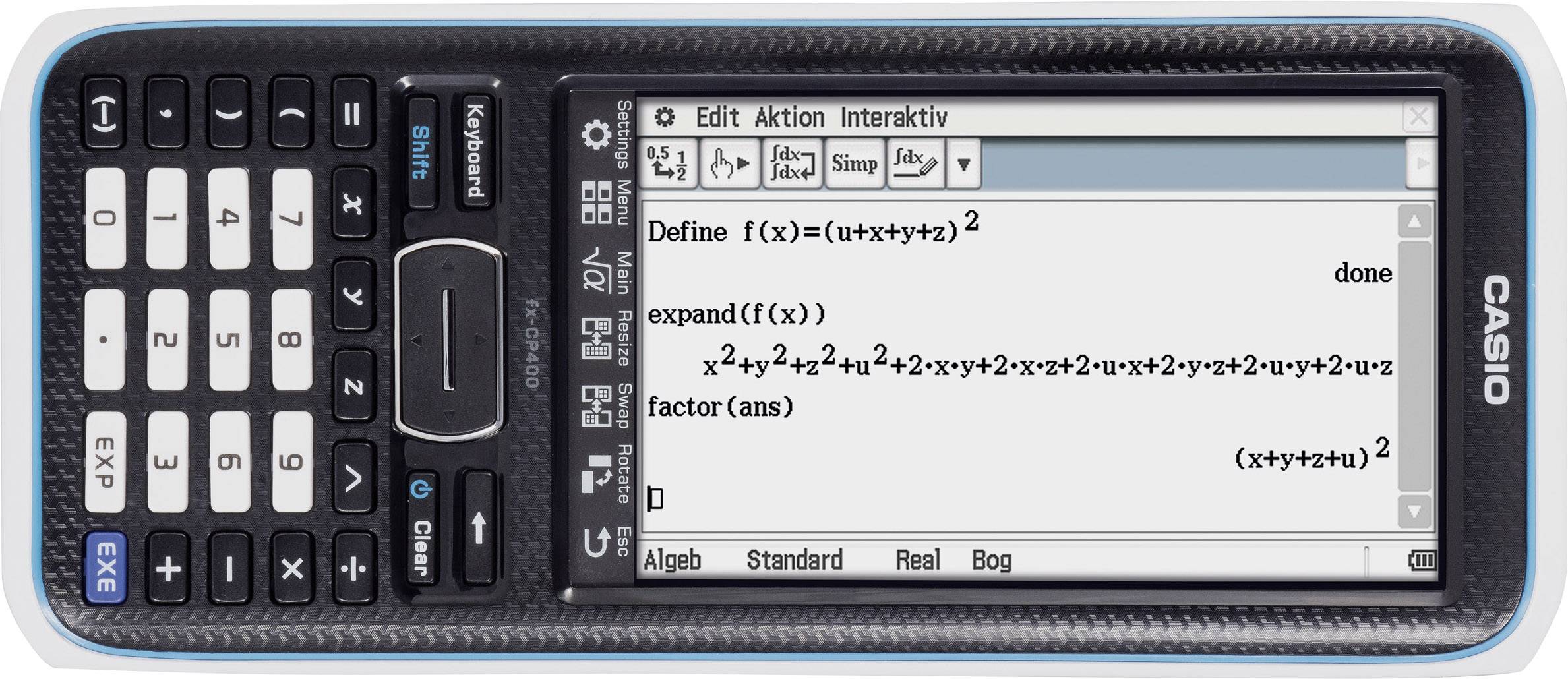 Графічний калькулятор Casio FX-CP400, чорний, дисплей: 25 батарейок (Ш x В x Г), розміри 89 x 21,1 x 206 мм