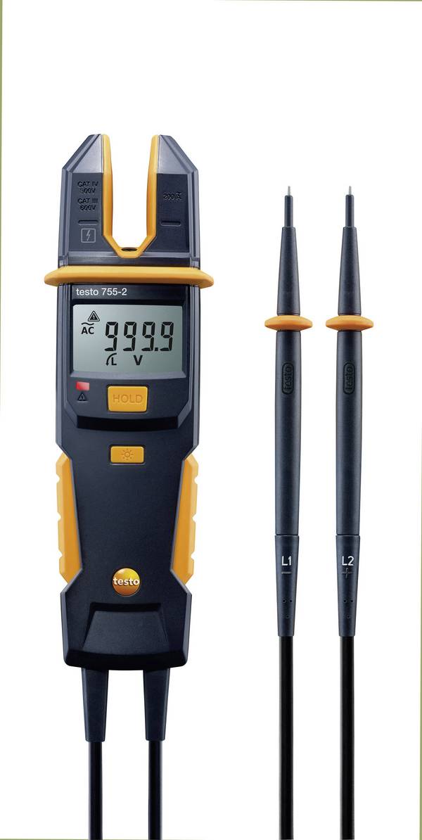 Dwubiegunowy wskaźnik napięcia, natężenia testo 755-2, CAT IV 600 V, CAT III 1000 V