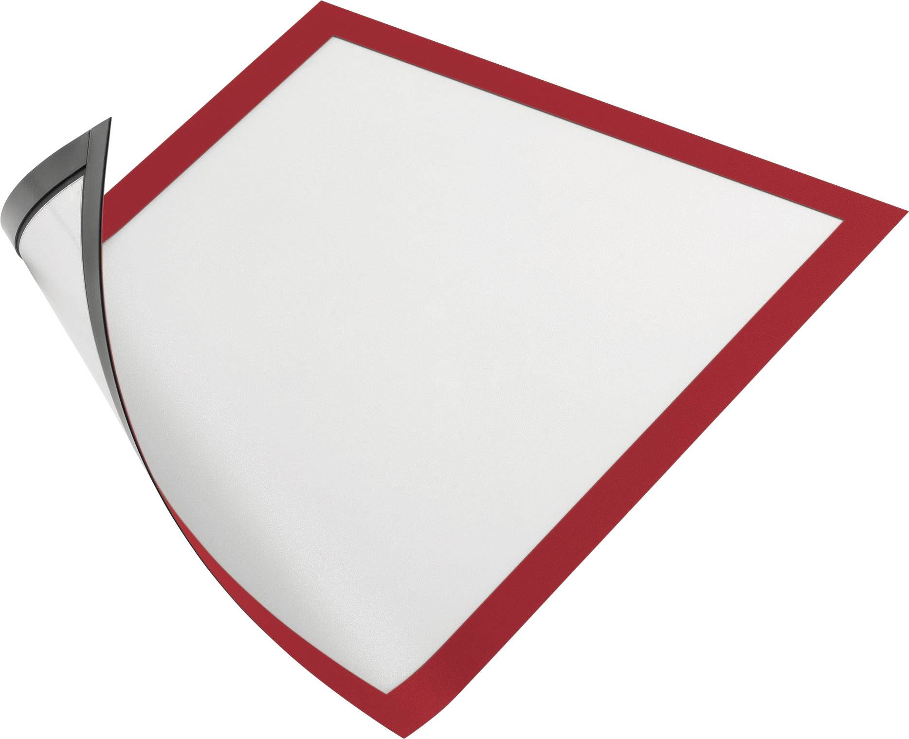 Pusty, biały arkusz papieru z czerwonym marginesem, zagięty w jednym rogu.