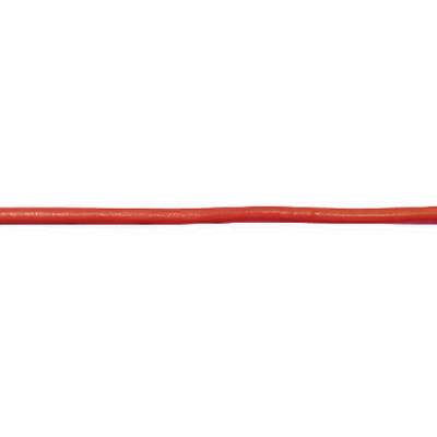 Czerwony kabel, ułożony poziomo, na białym tle.