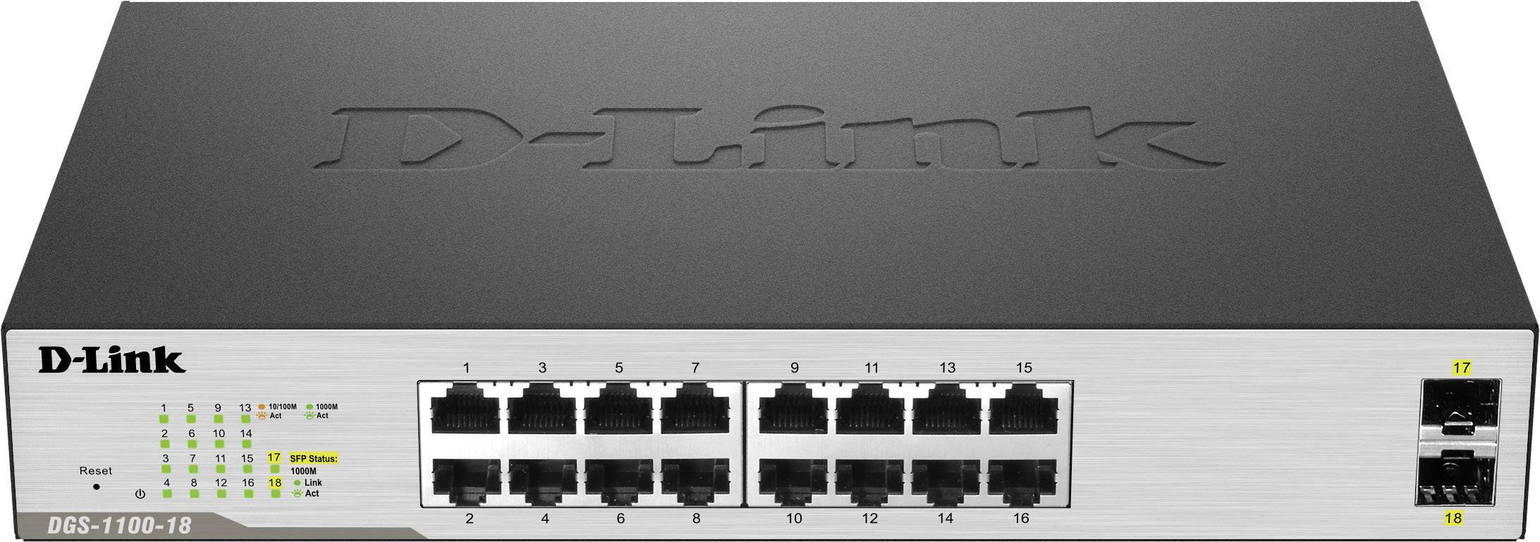 D-Link DGS-1100-18 Switch sieciowy 16 + 2 Porty 1 GBit/s