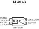'14 48 43' - Schemat połączeń sprzęgacza optoelektronicznego z czterema zaciskami: Anoda/Katoda, Anoda/Katoda, Kolektor, Emiter. Widok z góry.