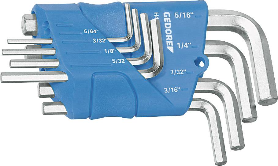 Набір Г-подібних ключів із внутрішнім шестигранником Gedore 1505424, 5/64 дюйма, 3/32 дюйма, 1/8 дюйма, 5/32 дюйма, 3/16 дюйма, 7/
