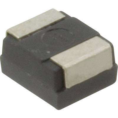 Kwadratowy element elektroniczny (indukcyjność) z dwoma srebrnymi stykami metalowymi na czarnej obudowie.