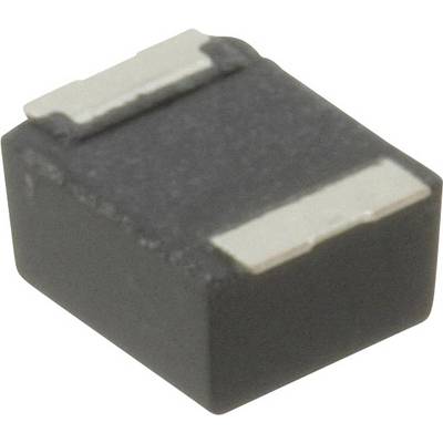 Czarny, prostokątny element SMD z metalicznymi stykami po obu stronach, prawdopodobnie induktor lub kondensator.