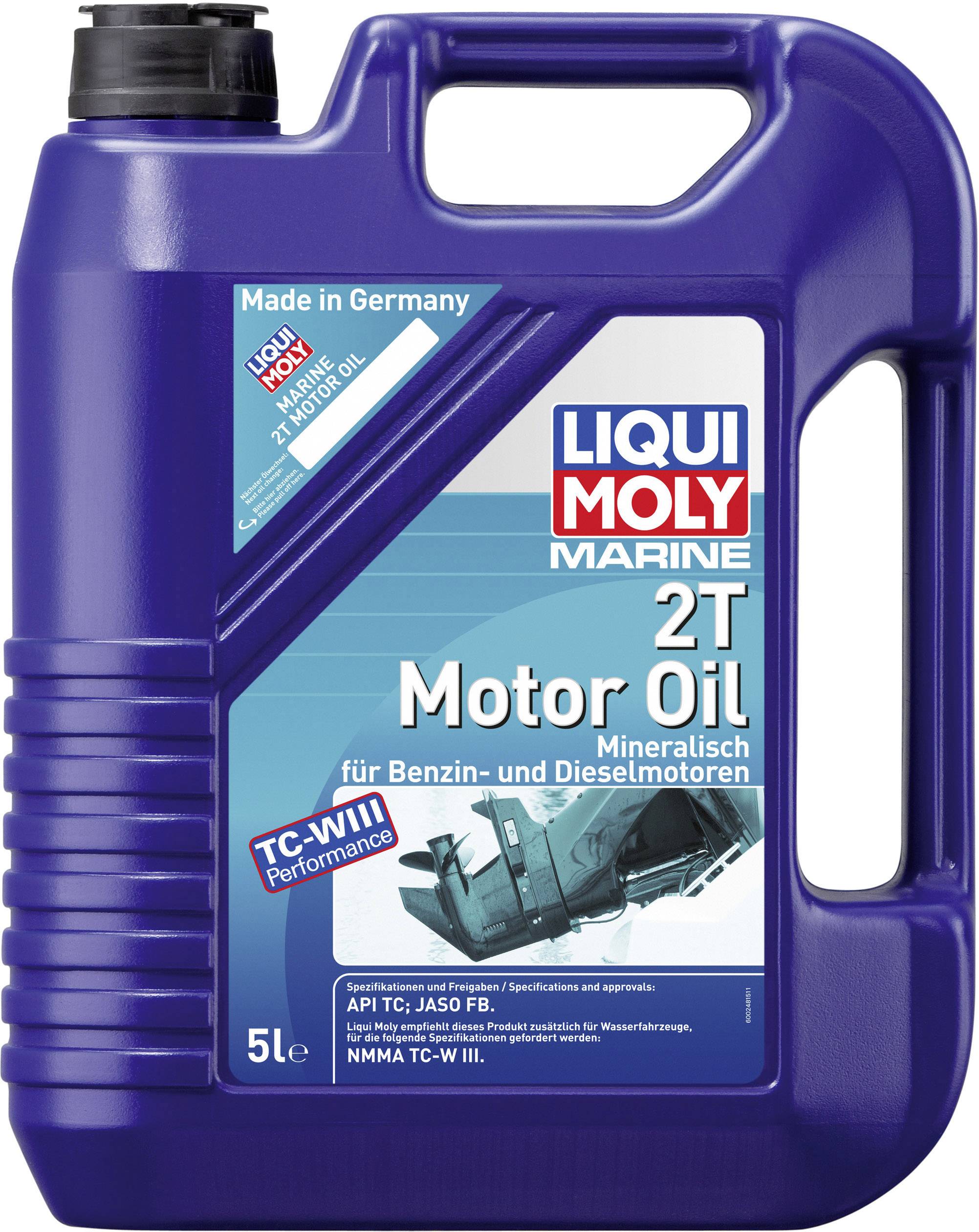 'LIQUI MOLY Marine 2T Olej silnikowy, 5L kanister, mineralny do silników benzynowych i Diesla. Spełnia wymagania TC-WII. Wyprodukowany w Niemczech.'