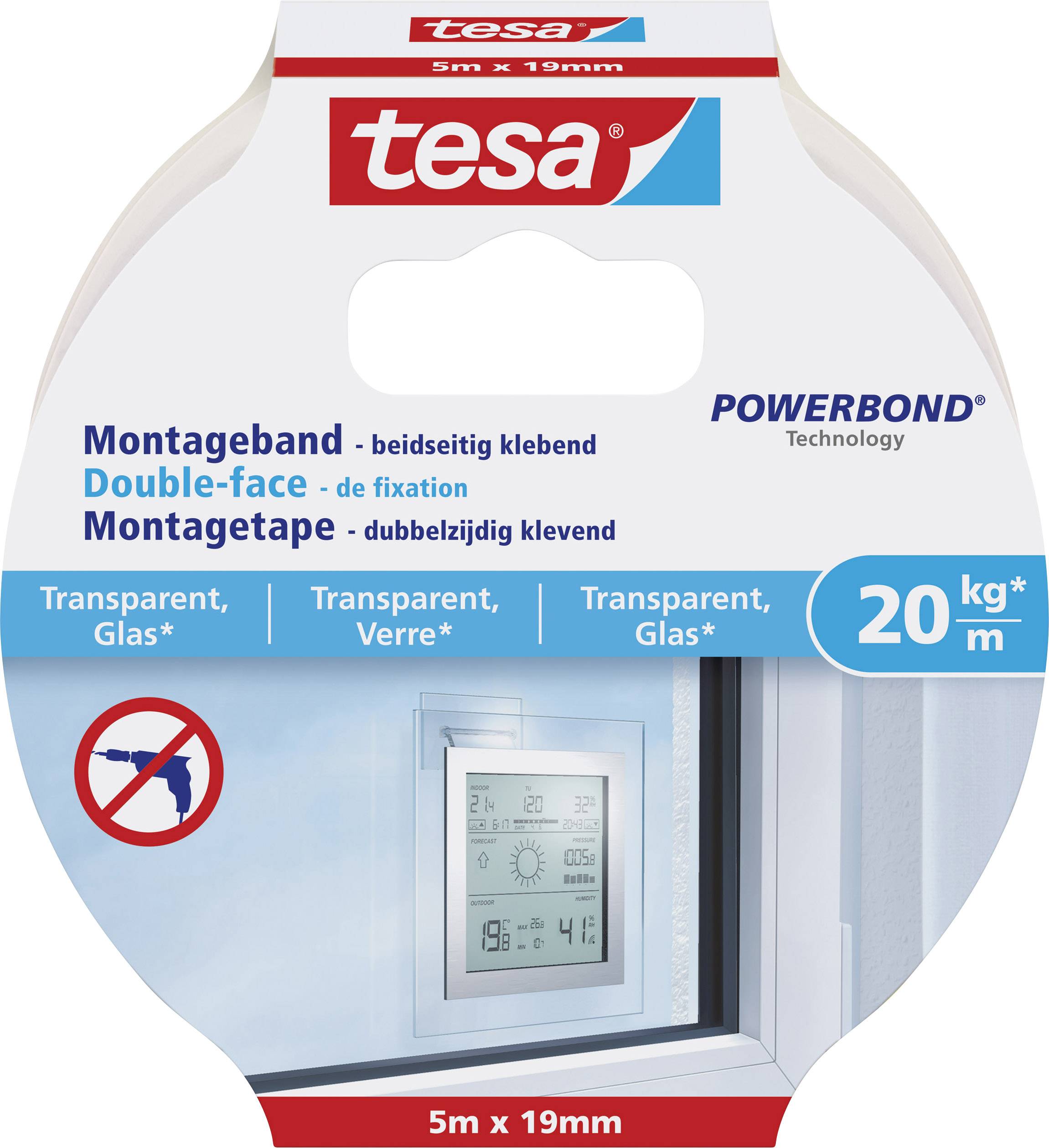 Монтажна стрічка tesa tesa® Powerbond 77741-00000-00 СКЛО (Д x Ш) 5 м x 19 мм 5 м 1 шт.