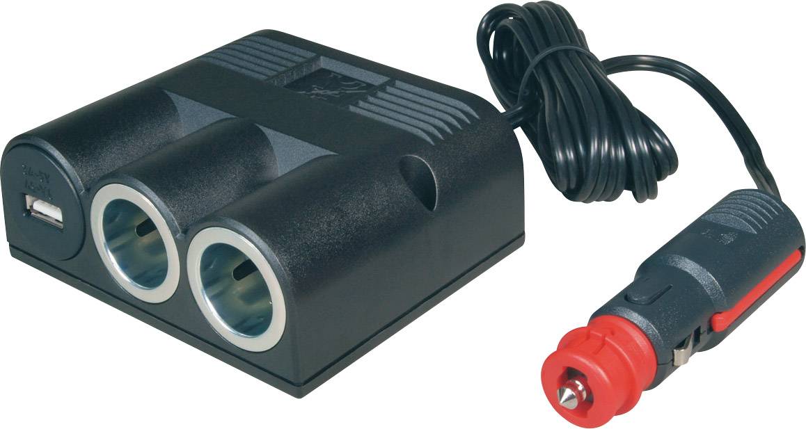 Podwójne gniazdo zapalniczki ze złączem USB do zabudowy ProCar 67335501, Obciążalność prądu maks.: 16 A, 12 - 5 V, 24 - 