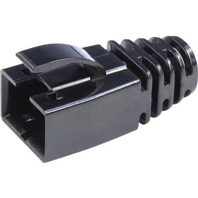 Czarny adapter złączki wężowej o strukturze prążkowanej z mechanizmem zaczepowym.
