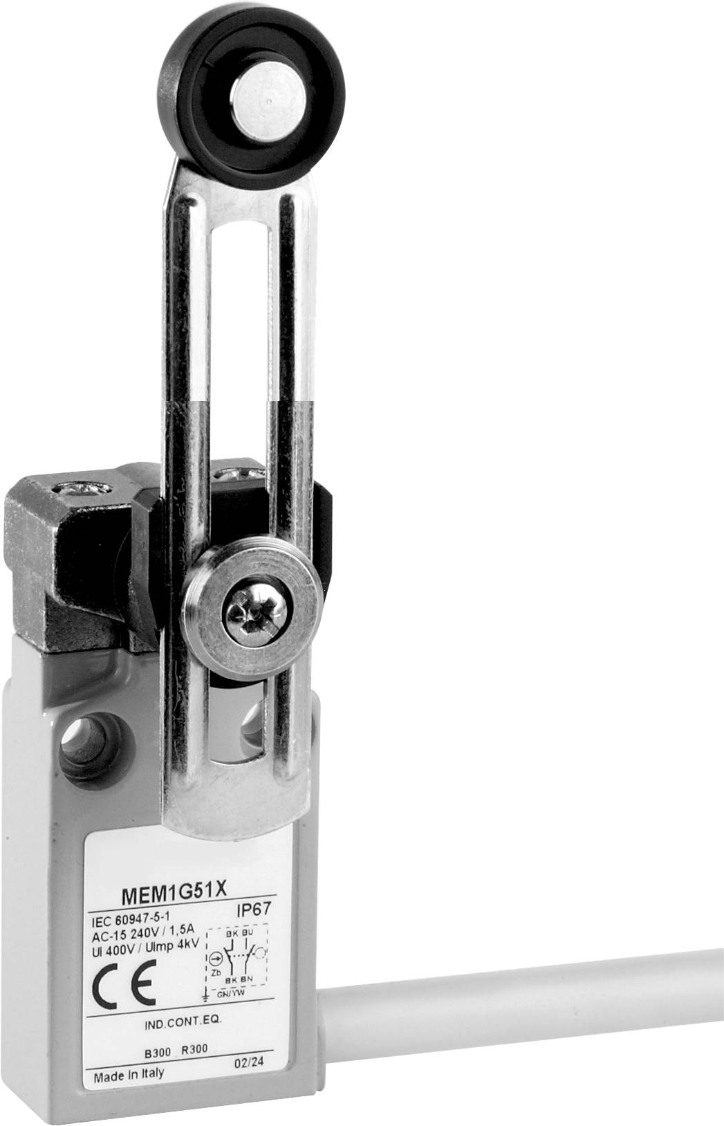 Кінцевий вимикач Panasonic MEM1G51ZD MEM1G51ZD 24 В 5 А, важіль, з роликом та різьбою, IP67, 1 шт.