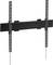 Metalowy, czarny uchwyt ścienny do telewizora przeznaczony dla telewizorów płaskich, wyposażony w regulowane pionowe mocowania umożliwiające precyzyjne dopasowanie.