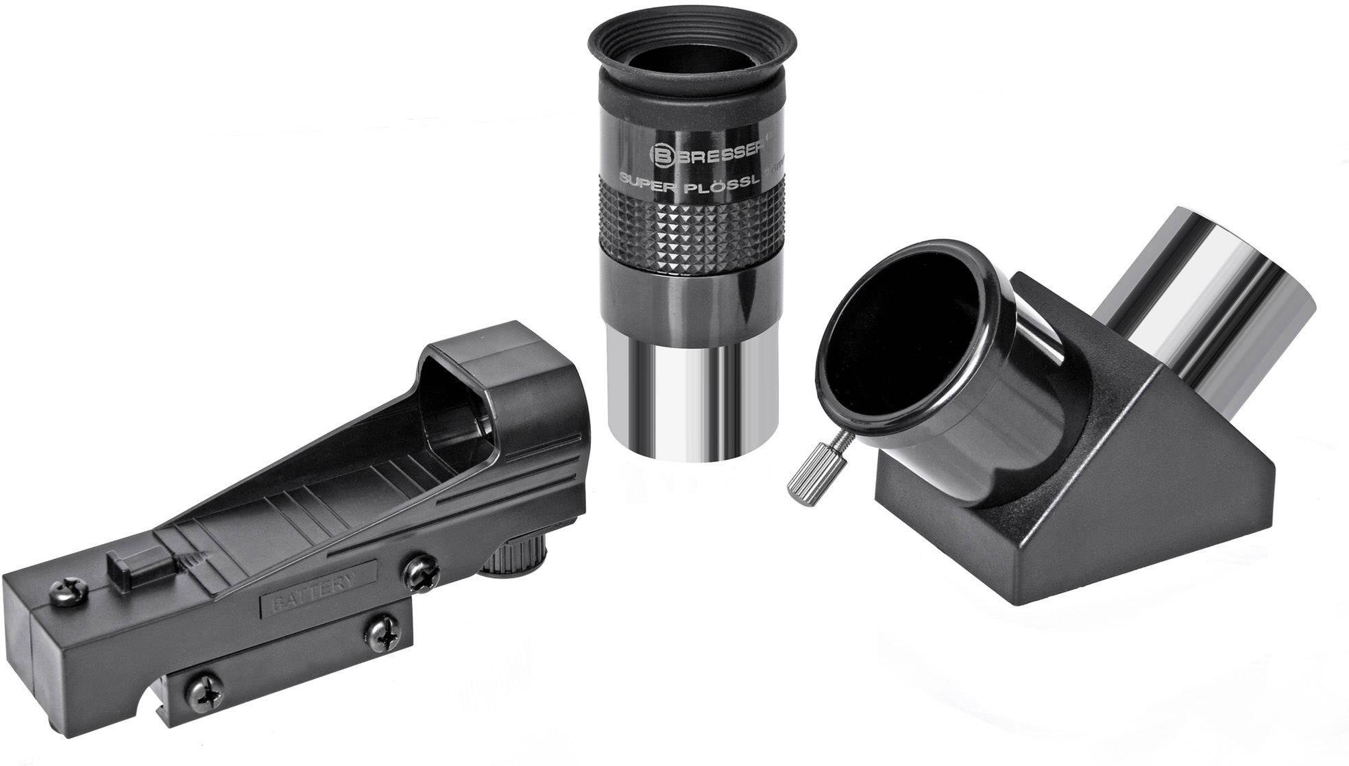 Akcesoria do teleskopu: celownik, okular i zwierciadło zenityalne.