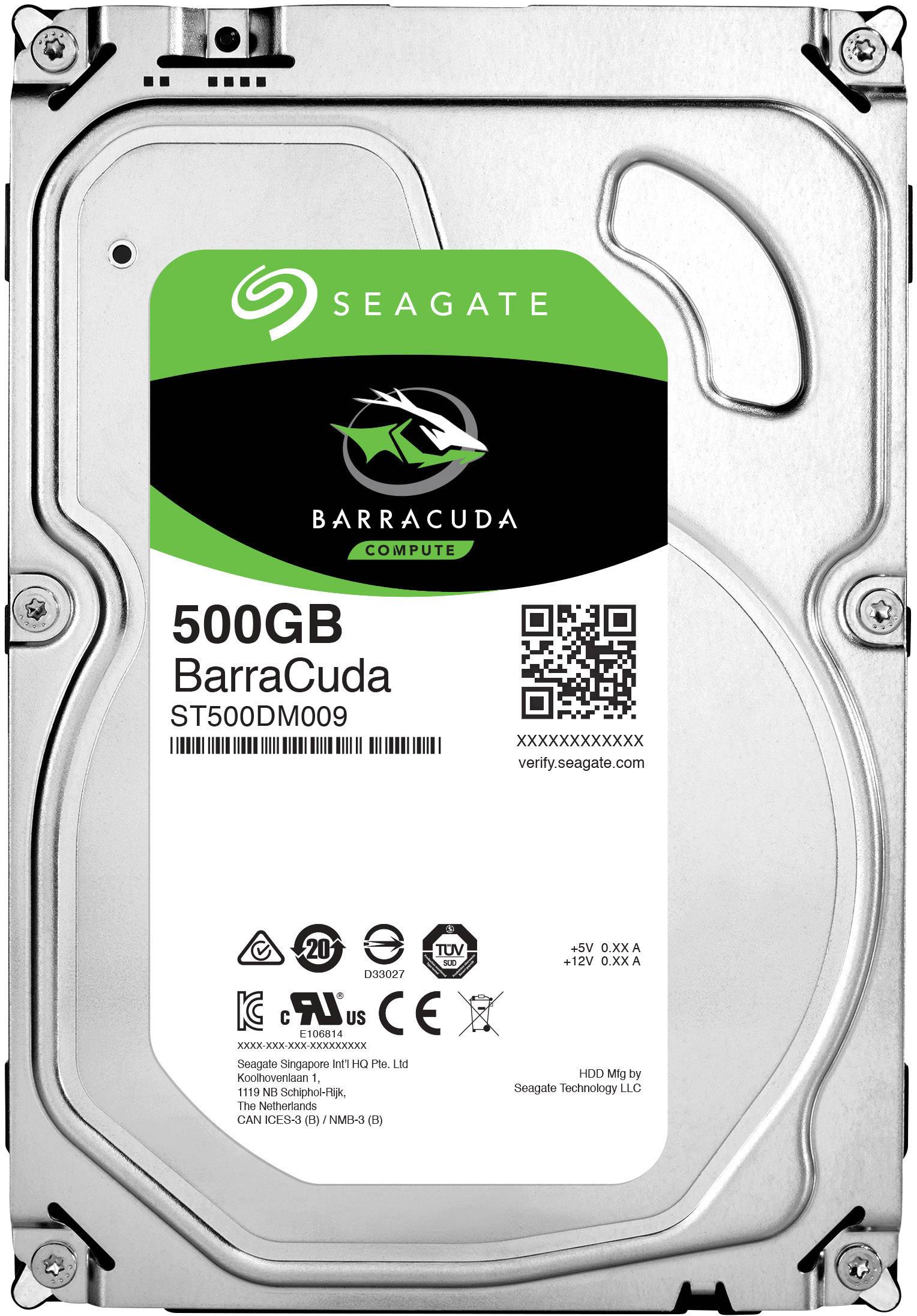 Seagate BarraCuda® 500 GB Dysk twardy wewnętrzny, 3,5'' (8,9 cm) SATA III ST500DM009 Opakowanie zastępcze