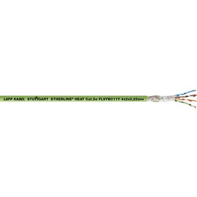 LAPP KABEL Stuttgart Kabel, zielony, z napisem 'ETHERNET HEAT Cat.5e' i kolorowymi przewodami.