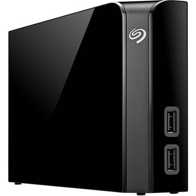 Czarna externa dysk twardy z błyszczącą powierzchnią i logo Seagate, dwa porty USB z przodu, przeznaczony do przechowywania danych.