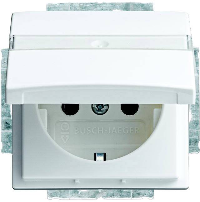Кнопкова панель Busch-Jaeger Розетка з кришкою Busch-balance SI сніжно-білий 20 EUK-914 1 шт.