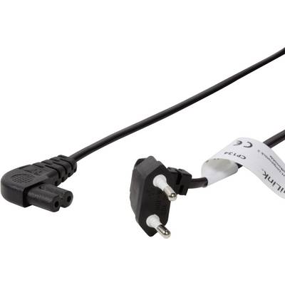 Europejski kabel sieciowy z wtyczką dwubiegunową i stykiem ochronnym, odpowiedni do urządzeń elektronicznych.