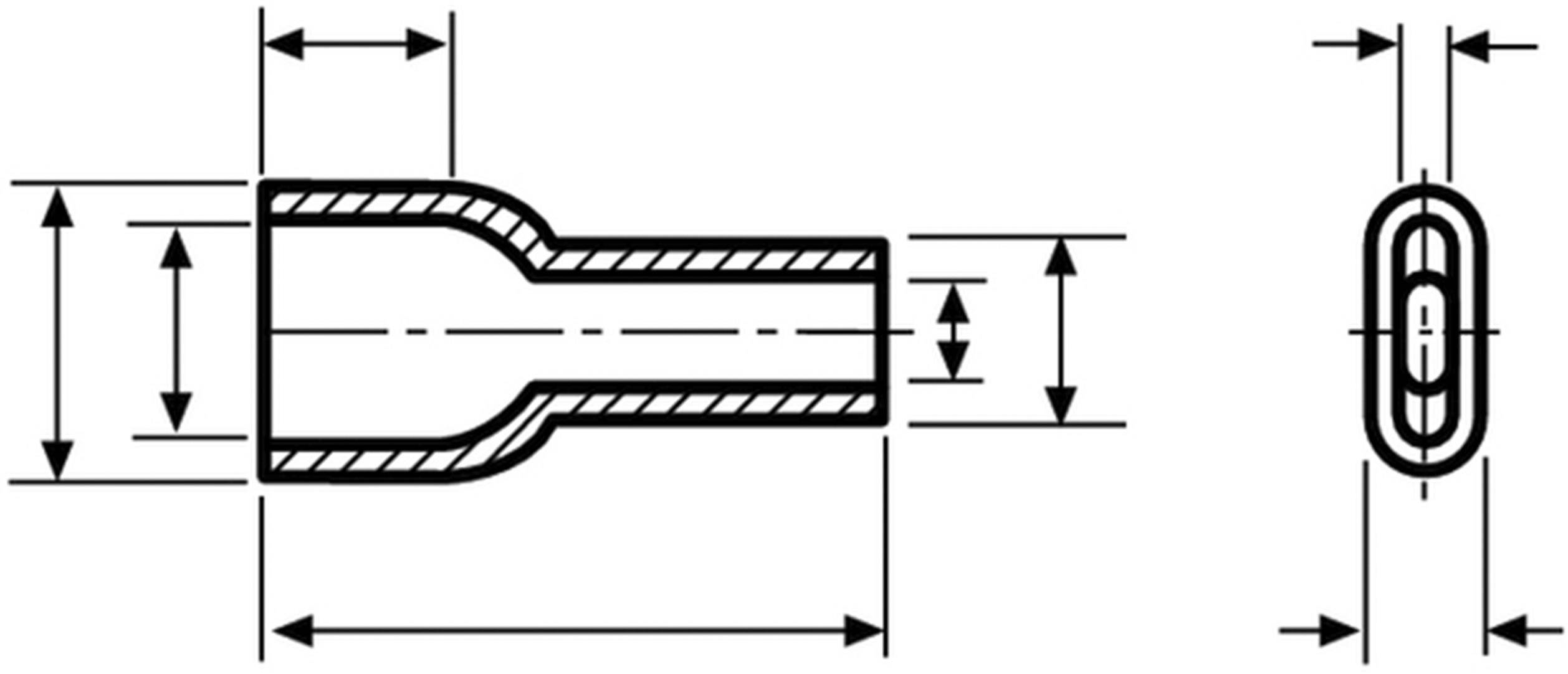 Rysunek techniczny elementu łączącego z wymiarami w widoku bocznym i z góry, przedstawiający szczegółowe wymiary i kształty.
