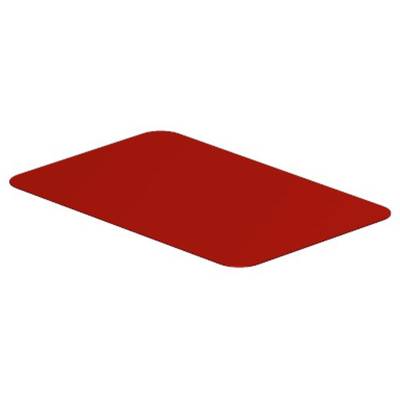 Obraz przedstawia płaski, prostokątny, czerwony obiekt zaokrąglony na narożnikach, znajdujący się na białym tle.