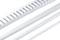 Trzy białe listwy zębate o różnych rozmiarach i rozstawach, ułożone równolegle względem siebie. Odpowiednie do zastosowań mechanicznych.