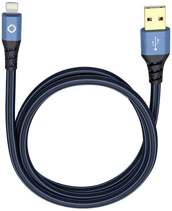 USB-кабель Oehlbach USB 2.0 чоловічий роз'єм USB-A, чоловічий роз'єм Lightning 0,50 м синій, чорний, позолочені контакти 9321
