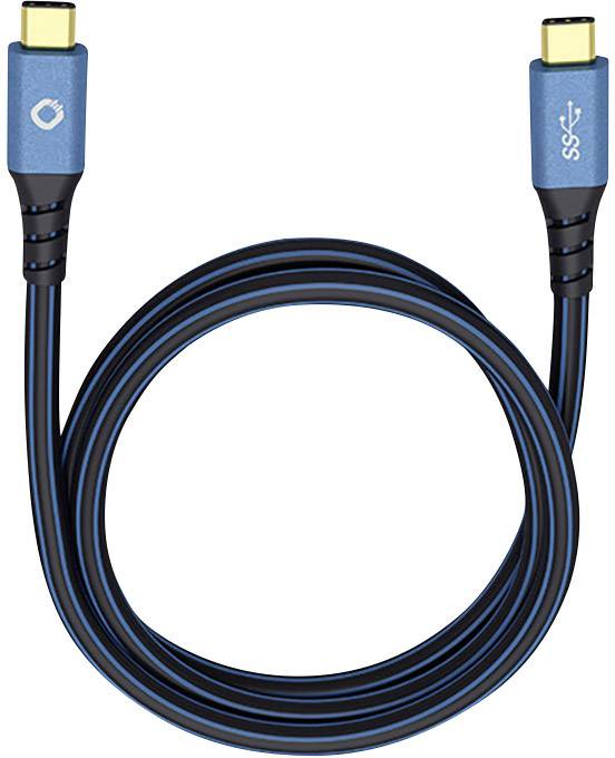 USB-кабель Oehlbach USB 3.2 Gen1 USB-C® чоловічий роз'єм, USB-C® чоловічий роз'єм 0,50 м синій з позолоченими контактами 9350